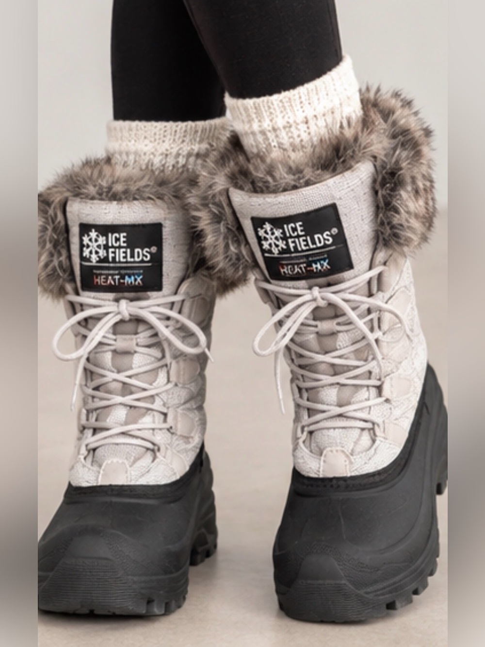 Ice Fields HEAT-MX Waterproof Insulated Faux Fur Snow Boots Size 8